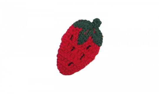 Cotton Häkel-Patch Erdbeere rot-dgrün 
