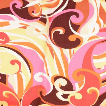 satinierte Popeline RETRO braun-pink-orange 