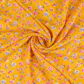 Viskosedruck Blümchen gelb-orange 