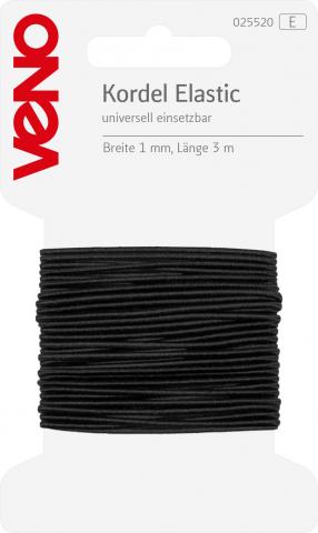 Kordel Elastic 1mm schwarz 