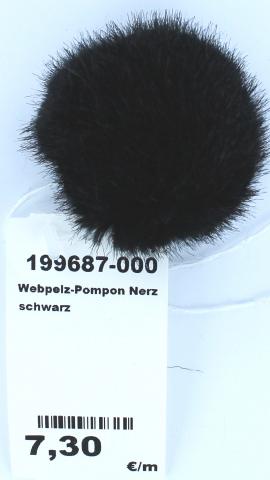 Webpelz-Pompon Nerz schwarz  AUSVERKAUFT 