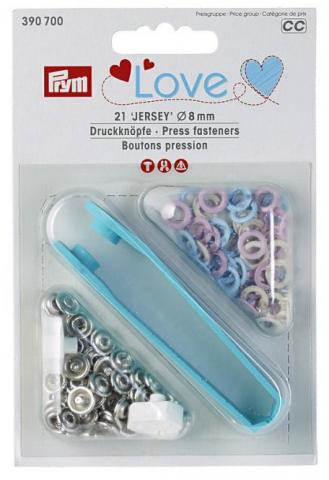 Prym Prym Love Druckknopf Jersey Color MS 8 mm rosa/hellbl./perle 