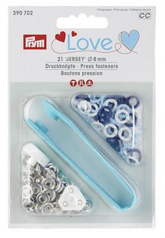 Prym Prym Love Druckknopf Jersey Color MS 8 mm blau/weiss/hellbla 