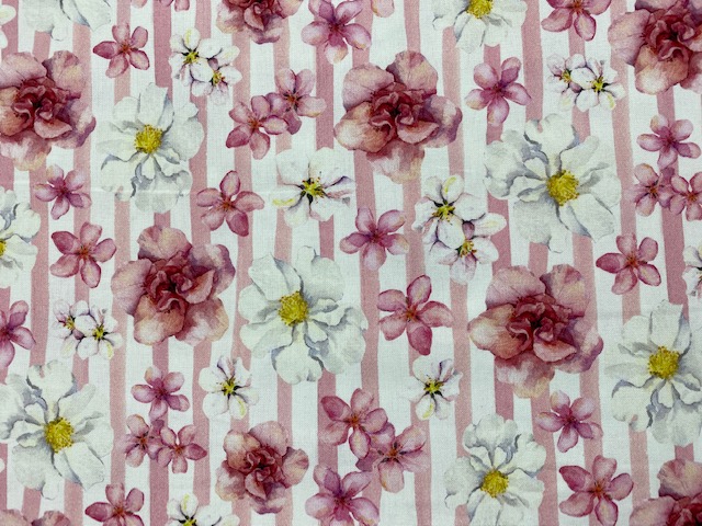 Blumendruck rosa-gestreift 