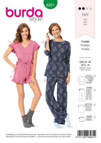 Burda 6261 Pyjama 34 - 44 (HOMEWEAR) 