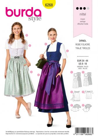 Burda 6268 Dirndlkleid 34 - 44 (TRACHT) 