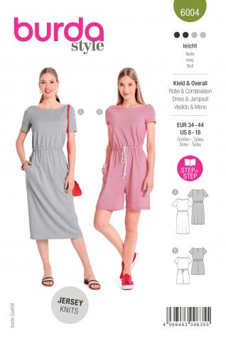 Burda 6004 Kleid / Overall 34 - 44 (DOB) 