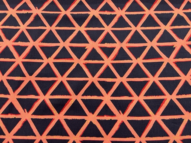 Popeline Stretch grafisch grau-orange-rot 