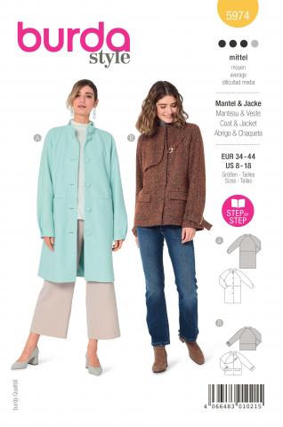 Burda 5974 Jacke & Mantel mit Raglan (DOB) 