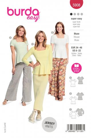 Burda 5908 Bluse 34-48 (EASY) 