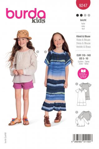 Burda 9247 Kleid&Bluse 110-140 (KIDS) 