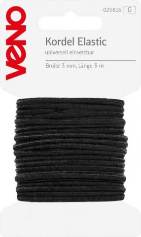 Kordel Elastic 3mm schwarz 