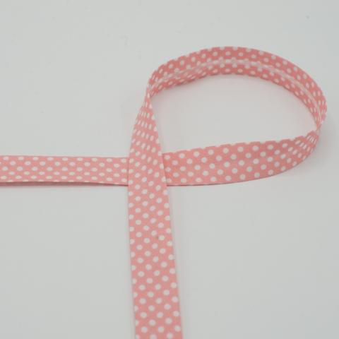 Tupfen-Schrägband rosa   18mm 