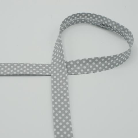 Tupfen-Schrägband grau  18mm 