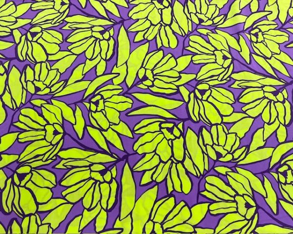 Viskose-Druck Blumen lila-lime 